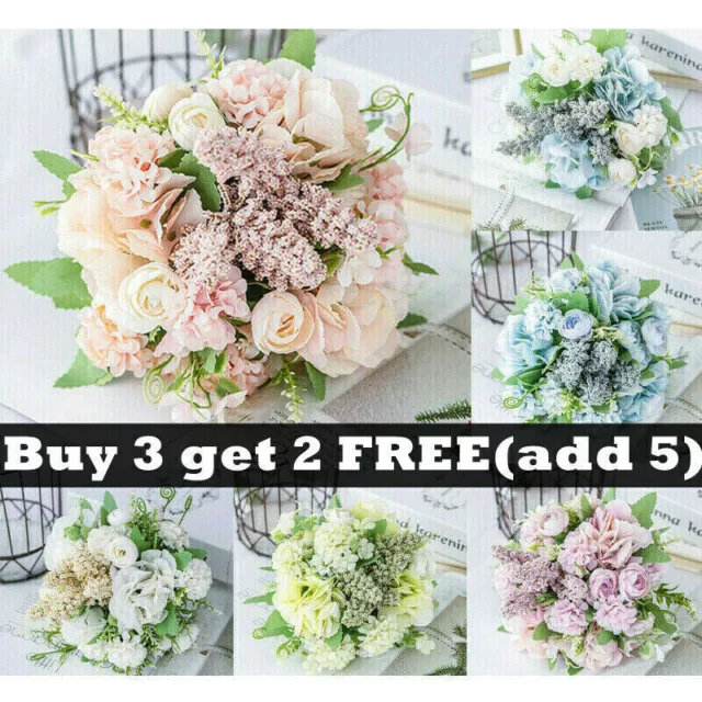 Artificial Flowers Fake DIY13 Heads Bouquet Wedding Home Party Decor Silk Peony