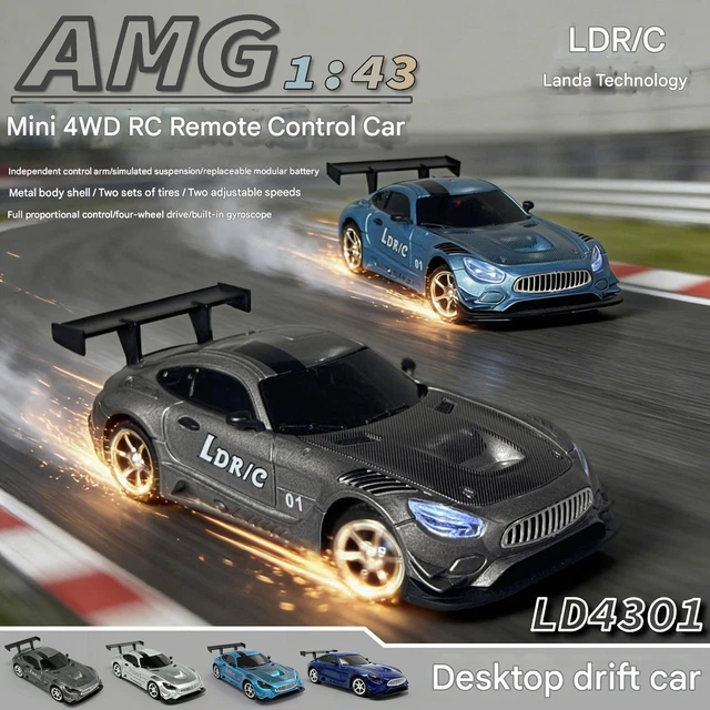 LD4301 1/43 SCALE RC Drift Car 4WD RTR with Gyroscope High Speed Racing ...