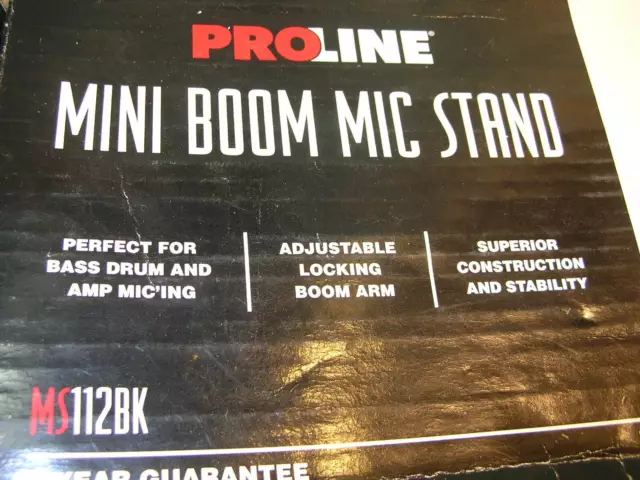 SUPPORT MICRO MICROPHONE PROLINE MS-112BK MINI BOOM + CORDON MICRO 18'.. pour batterie basse ! 2