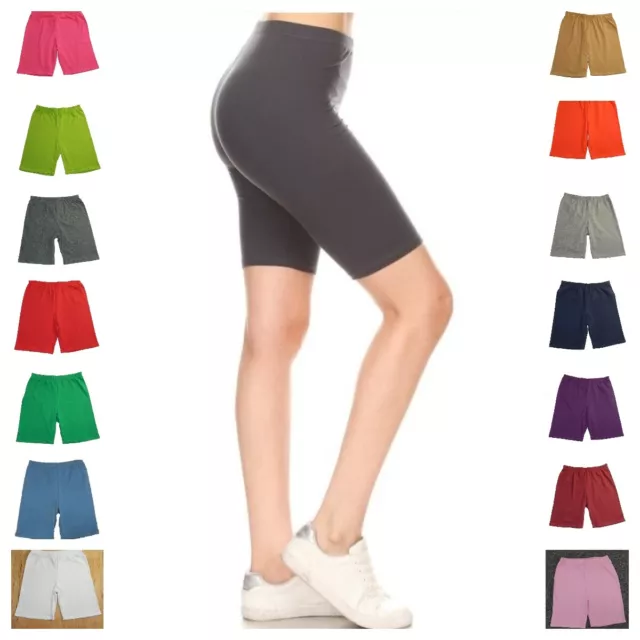 High Waisted Comfy Cotton Spandex Yoga Gym Leggings Biker Shorts Reg N Plus S-5X 2