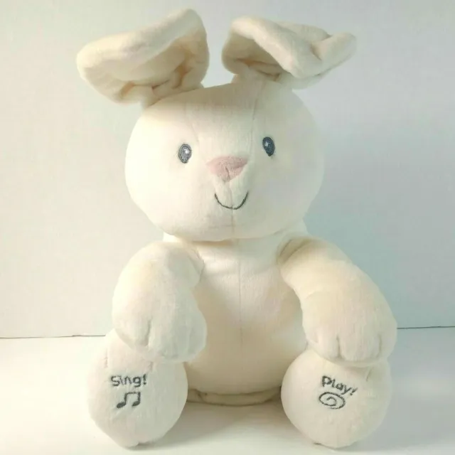 Gund Baby Flora 12" Animated The Bunny Cream Color Working & Tested Pre-owned