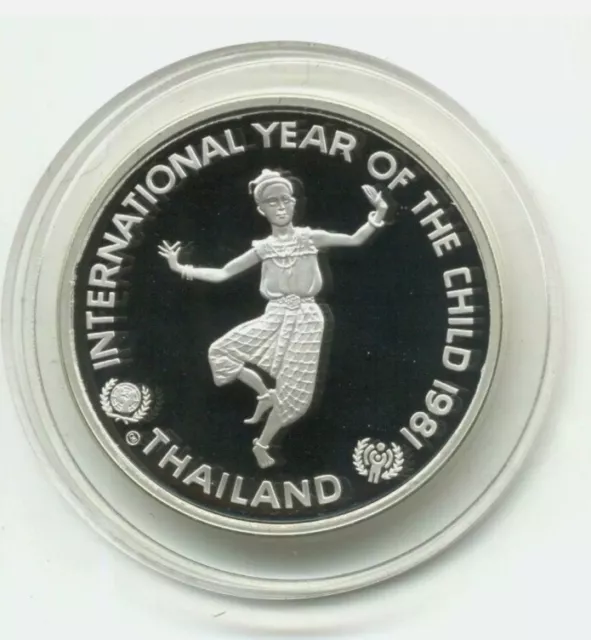 Jahr des Kindes Silbermünze Thailand 200 Baht 1981.