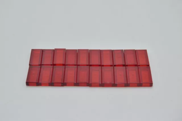 LEGO 20 x Fliese Kachel transparent rot Trans-Red Tile 1x2 with Groove 3069b