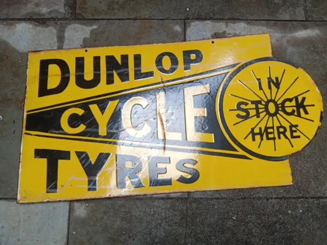 Dunlop Cycle Tyres  Porcelain Enamel Sign Size 27" X 14" Inches Double Sided