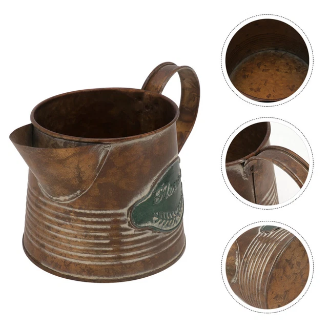1Pc Retro Iron Flowerpot Country Pitcher Vase Rustic Jug Vase