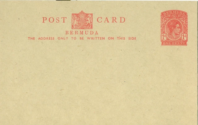 Bermuda 1940 PSC  postal stationery Card  KGVI  Foreign rate   one Penny   MLH