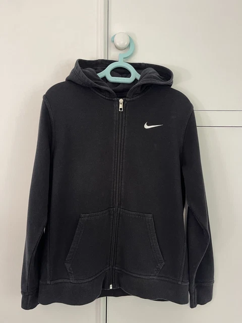 Felpa con cappuccio Nike cerniera intera bambini XL 13-15 anni nera