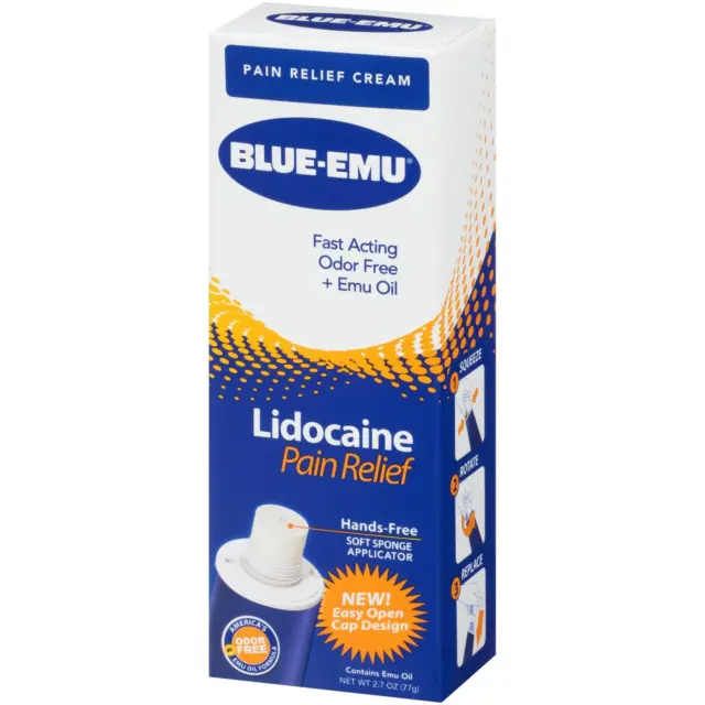 Blue-Emu Lidocaine Pain Relief Cream Fast-Acting Odor-Free 2.7 Oz EXP:2/24