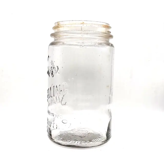 KERR SELF SEALING PATENTENTED Wide Mouth Mason Jar Heavy Embossing Wavy Bubbles 3