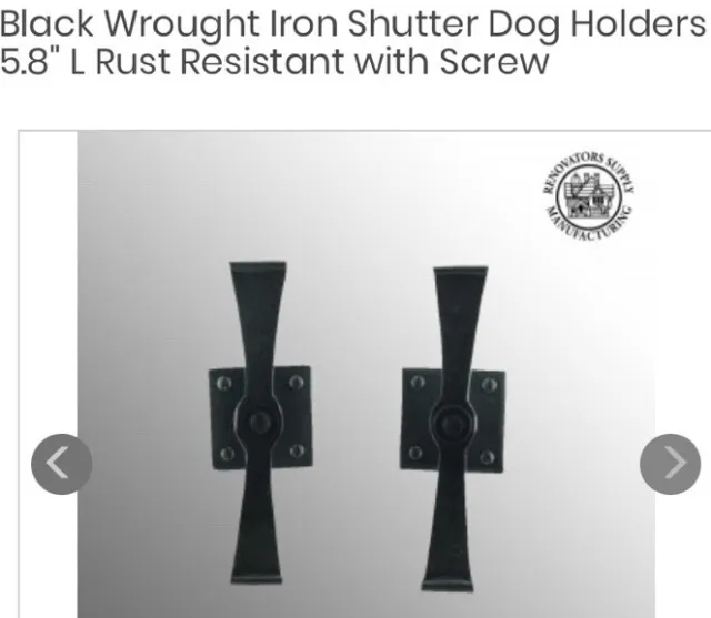 Black Wrought Iron shutter dog Holders