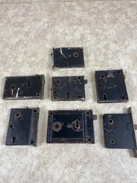 Antique Mortise Locks Lot Of 7 Vintage Architectural Salvage Victorian