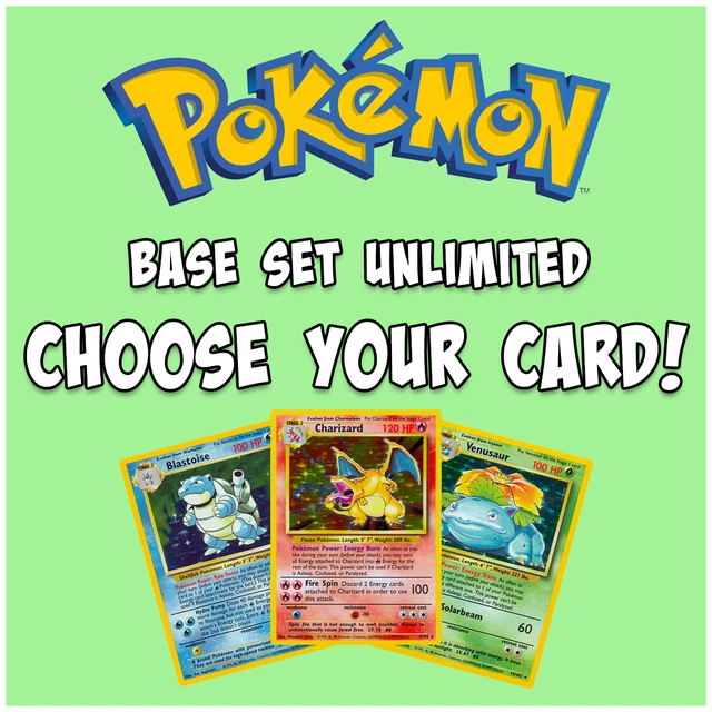 1999 Pokemon BASE SET UNLIMITED: Choose Your Card! WOTC Pokemon Cards NM/LP