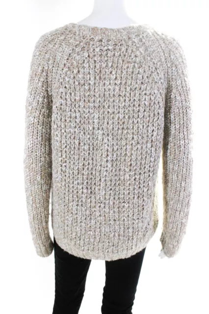 Michael Stars Womens Crochet Long Sleeve High-Low Hem Sweater Top Beige Size M 3