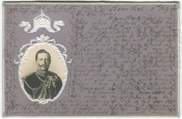 KAISER WILHELM II OF GERMANY, KING OF PRUSSIA - Embossed German Royalty Postcard