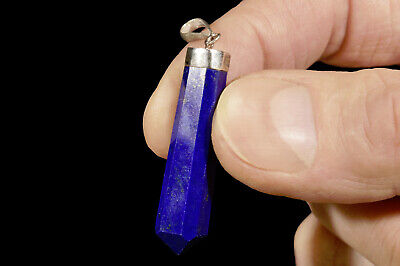 LAPIS LAZULI Crystal Necklace Pendant 1 1/2" Jewelry .925 Sterling Rock Mineral