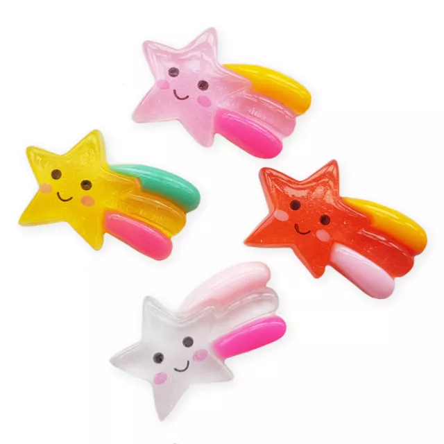 4pcs Kawaii Shooting Star Resin Flatback Cabochons Embellishment Decoden Craft