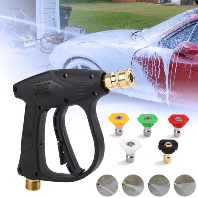 1/4" High Pressure Washer Gun 4000 PSI Car Wash Foam Spray Short Wand w/ Nozzle