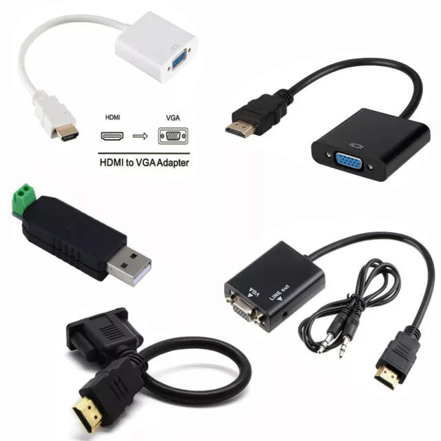 HDMI Male to VGA Female Adapter Video Cord Konverter Kabel For PC DVD TV 1080P