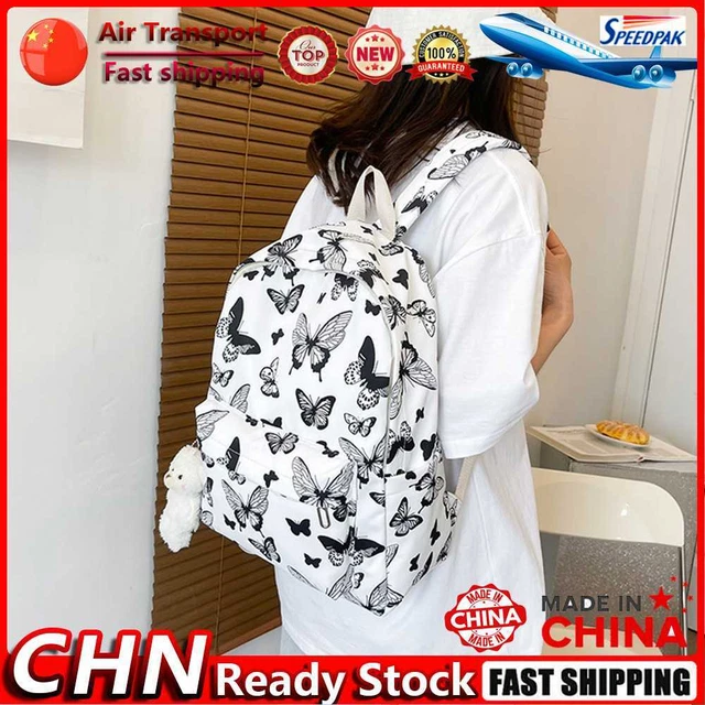Fashion Backpack Butterfly Print Oxford Student Rucksacks for Travel (Noir) Fr