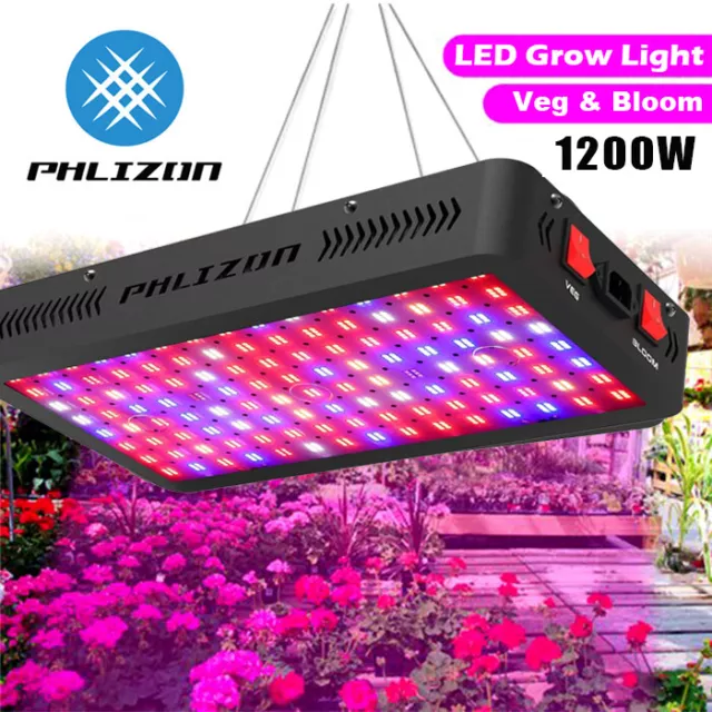 Phlizon 1200W LED Grow Light Panel Full Spectrum Indoor Plants Veg Flower Bloom