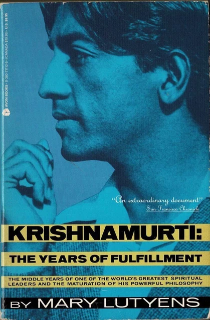KRISHNAMURTI: THE YEARS of fulfillment - Mary Lutyens $21.86