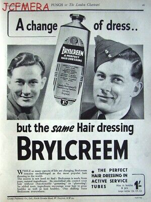 1939 WW2 Print AD Original 'BRYLCREEM' Mens Hair Cream Hairdressing ADVERT 
