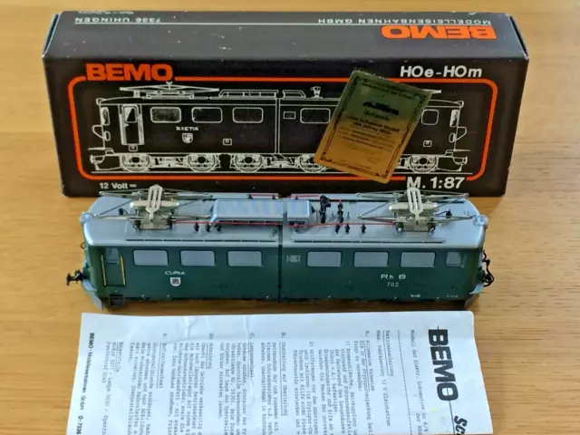 HOm gauge Bemo boxed near mint 1254 Rh B electric Ge 6/6 loco No.702 Curia