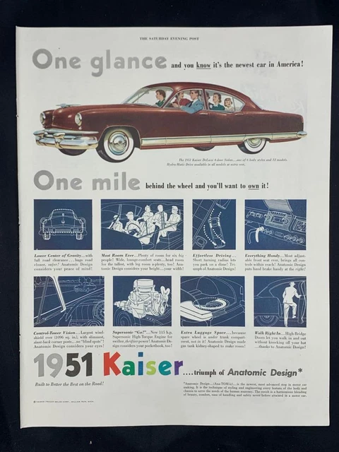 Magazine Ad* - 1951 - Kaiser De Luxe 4-Door Sedan - (#2)