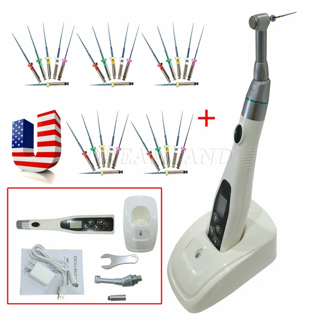Dental Electric Endo Motor 16:1 Contra Angle Root Canal+30*Niti Files USA VB