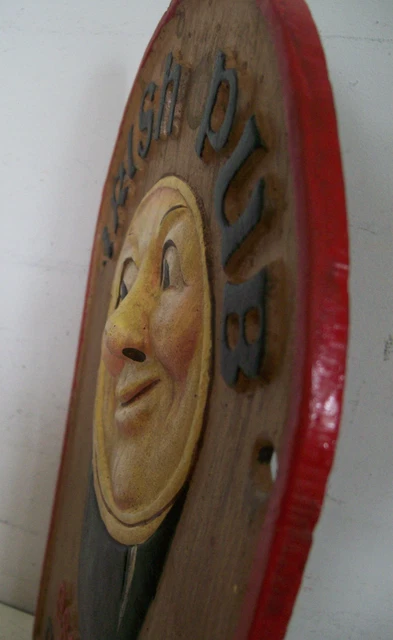 CAST IRON GUINNESS IRISH PUB HAND PAINTED SIGN SMILING FACE GLASS STOUT ...