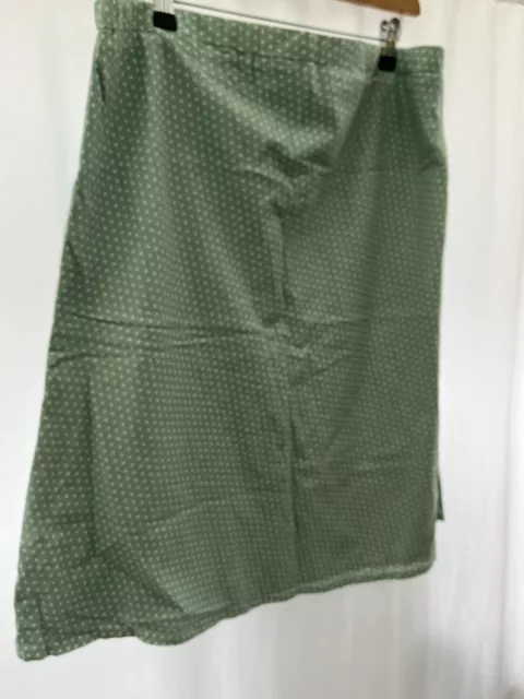 JoJo Maman Bebe Maternity Skirt Size XL W38” L26” Green Polka Dot Cotton 2