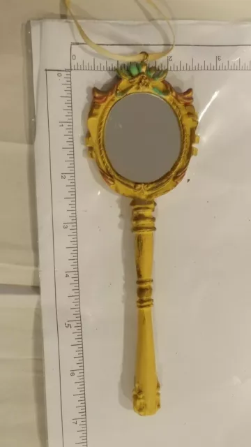 Vintage Rare Victorian Miniature Hand held Mirror Christmas Ornament Nice