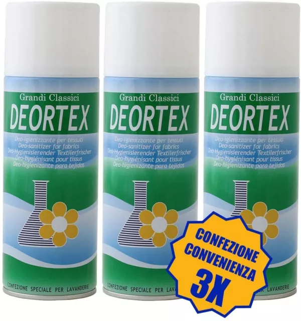 Rampi Tris Deortex Spray Igienizzante Deodorante Tessuti Professionale 3X400ML