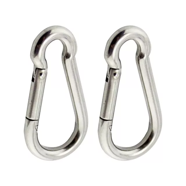2X 80mm Carabiner Clip 316 Stainless Steel Climbing Holder Hook Lock Camping SUS