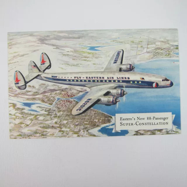 Postcard Eastern Air Lines Super Constellation Plane Vintage 1950s UNPOSTED