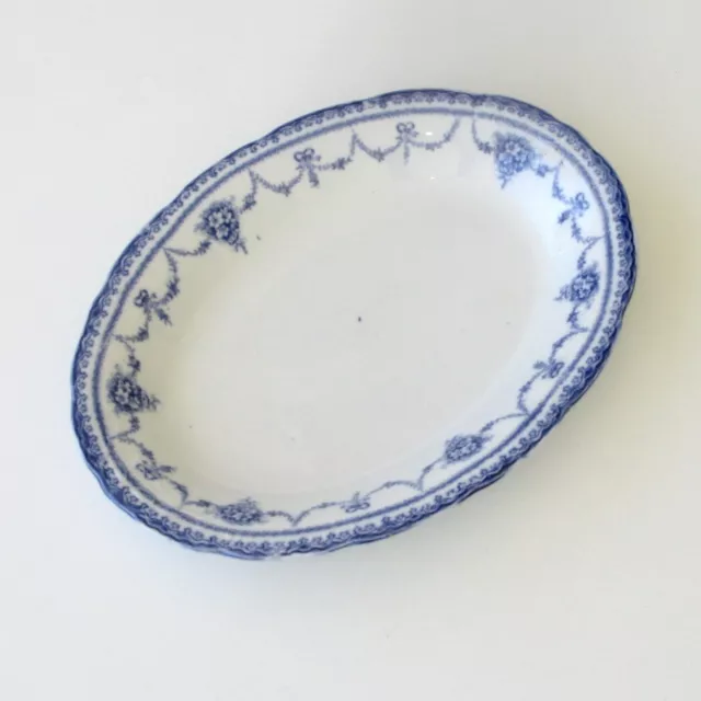 Très très ancienne Soupière grand plat creux et assiette - Blanc décor bleu 3
