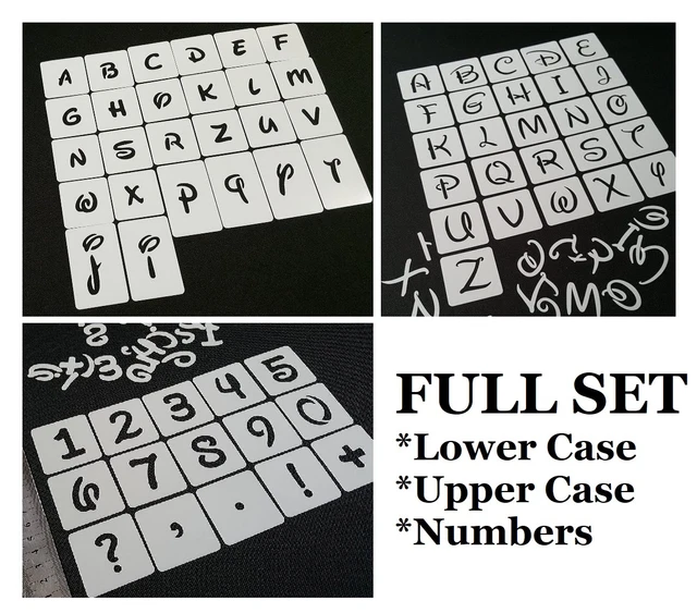 CARTOON LOWERCASE UPPERCASE LETTERS NUMBER Stencils Set Individual ...