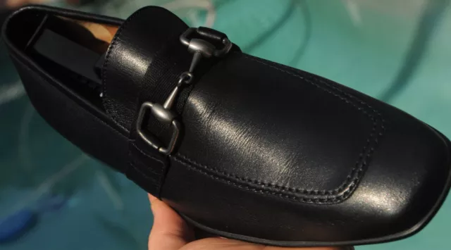 GUCCI man's SS horse bit  black Ribbon leather Loafers shoes Size  8  D
