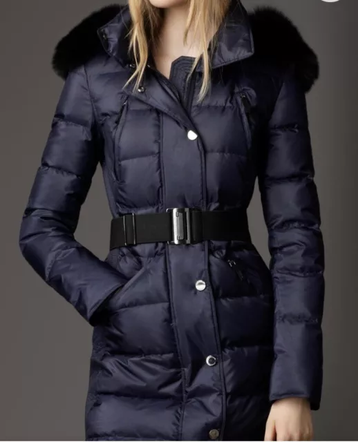 Burberry Down Filled Coat with Fox Fur Hood