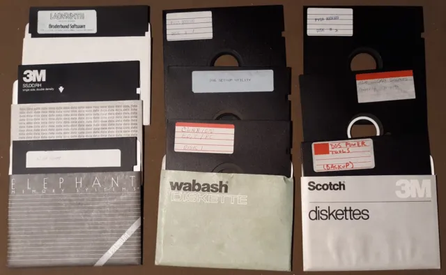 Lote de 9 disquetes Apple II 5,25" para reformatear y usar como disco en blanco.