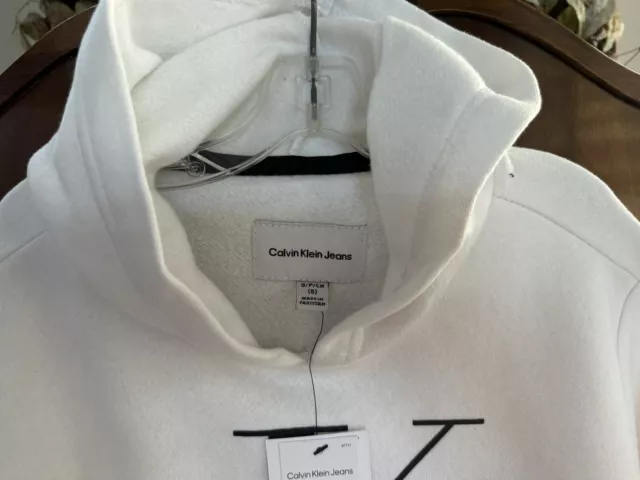 Calvin Klein Childs' Pullover Fleece Hoodie Old School White Size S / P / CH (8) 2