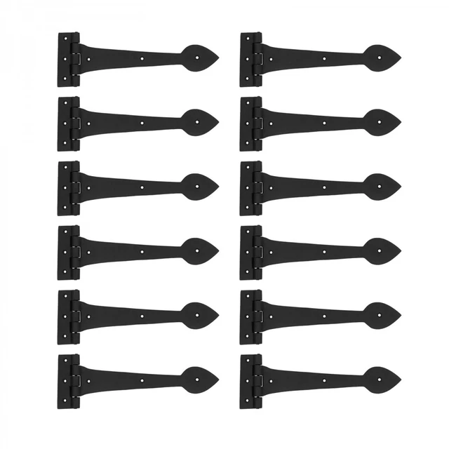 12 Pcs Door Gate Strap Hinge Heart Tip Rough Gate Hinges Forged Iron 12" Hinges