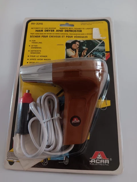 NOS 1987 Vintage ACAR Car Hair Blow Dryer  Windshield Defroster travel camping