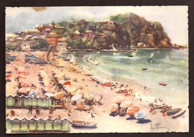 GENOVA SESTRI LEVANTE 144 Illustratore ALDO RAIMONDI Cartolina viaggiata 1954 