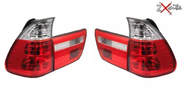 Bmw X5 E53 1999-2006 Rear Tail Lights Lexus Crystal Design Red And Clear Lamps