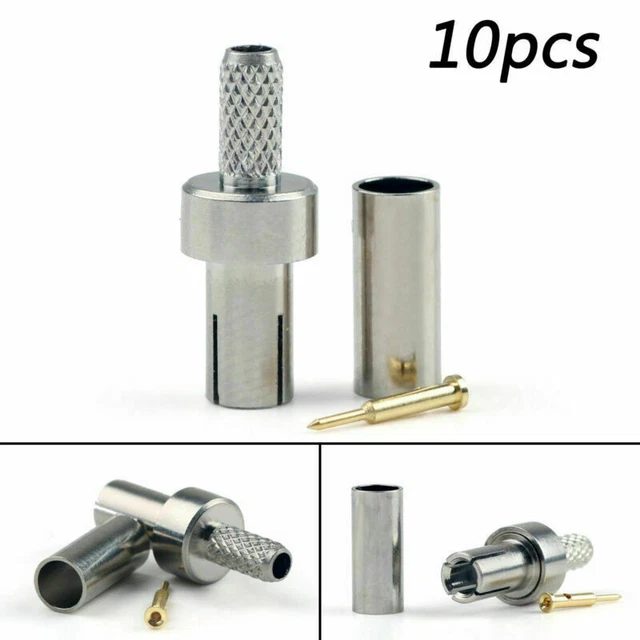 10 Pcs Connettore TS9 Male Plug Crimp RG174 RG316 LMR100 Cavo Dritto Nickel