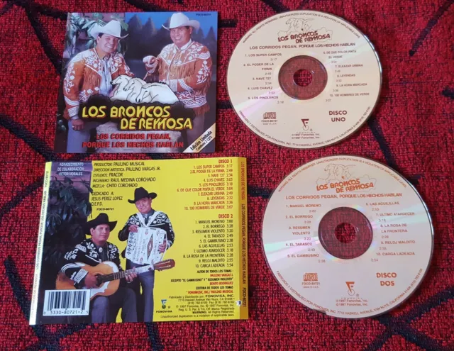 LOS BRONCOS DE REYNOSA **Corridos Pegan Porque Los Hechos Hablan** 2 CD SET USA