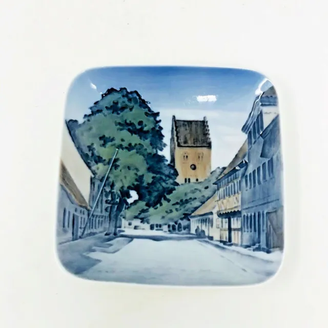 Royal Copenhagen Denmark Porcelain Pin Dish Square 3439 St. Nicolai Church Koge