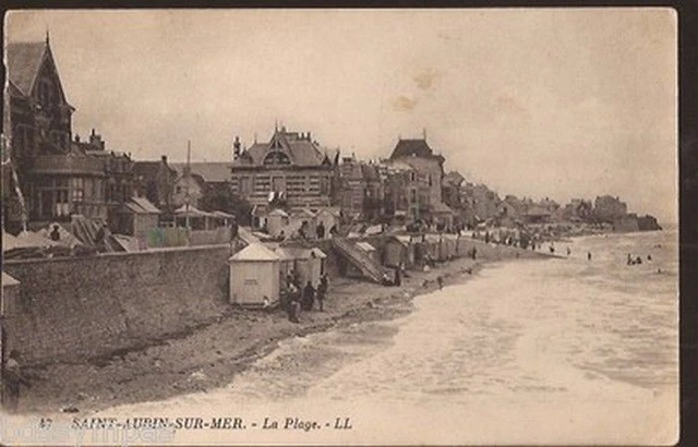 Cpa 14 Saint Aubin Sur Mer. La Plage. L.l. N° 47. Ecrite En 1923..Be