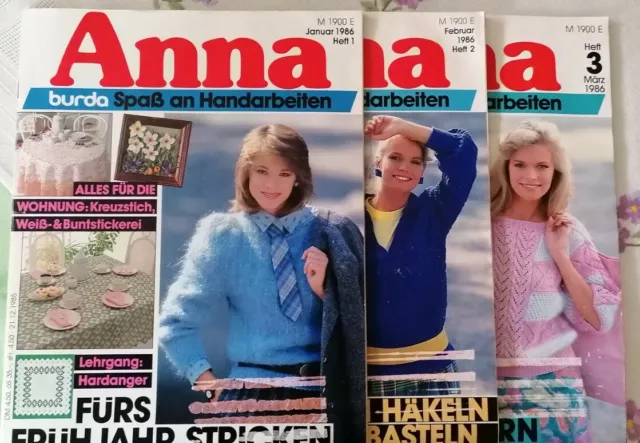 Anna burda Spaß an Handarbeiten Hefte 1+2+3 1986